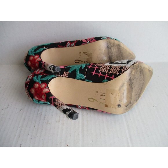 *Mix No.6 Embroidered Pump 'Dignity' Stilettos Vibrant Floral Design Pointed Toe - Picture 8 of 8